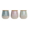 Tin DKD Home Decor Blue Green Pink Rubber wood Stoneware (3 pcs) (10 x