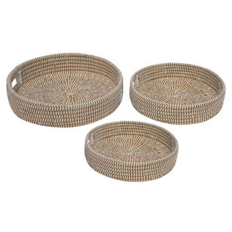 Set of trays DKD Home Decor Natural White Natural Fibre (43 x 43 x 10 