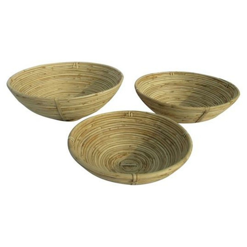 Set of trays DKD Home Decor Natural Rattan Tropical (3 Pieces) (40 x 4