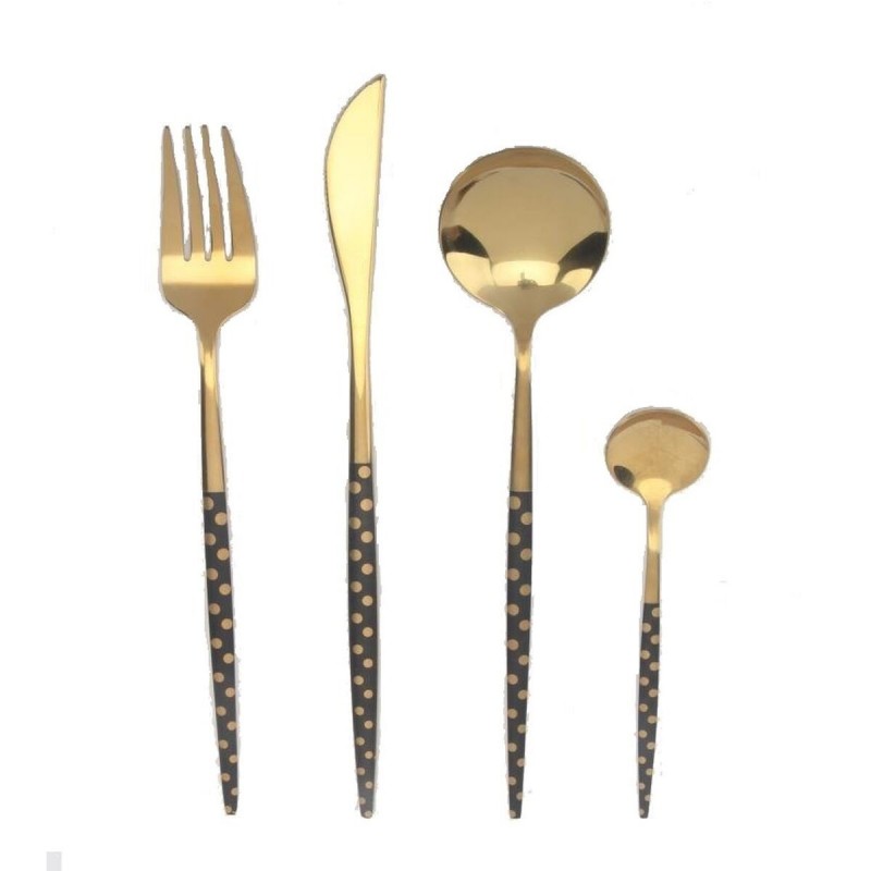 Cutlery DKD Home Decor Black Golden Stainless steel (1,8 x 0,3 x 23 cm