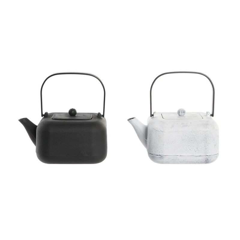 Teapot DKD Home Decor Black Stainless steel White (1,2 L) (2 Units)