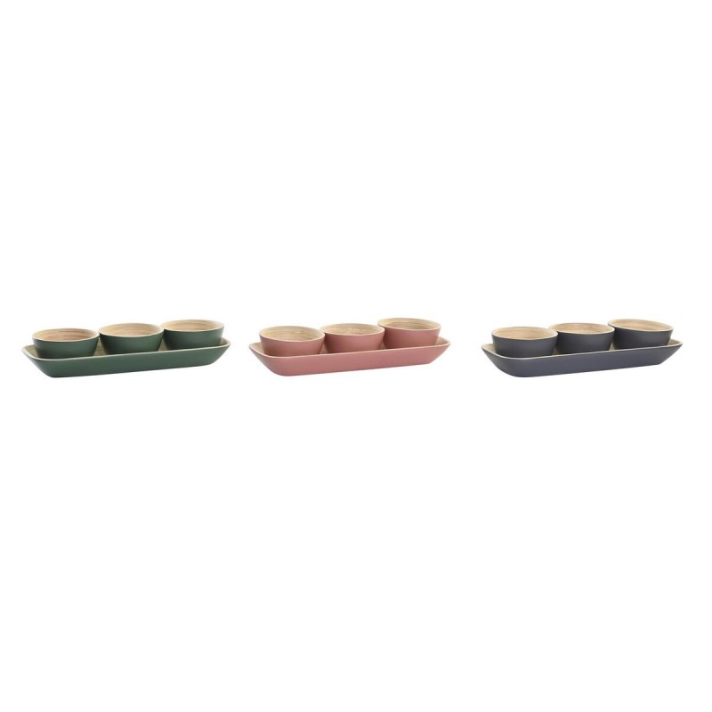 Bowl DKD Home Decor 3 Units Bamboo (32 x 12,7 x 3,5 cm)