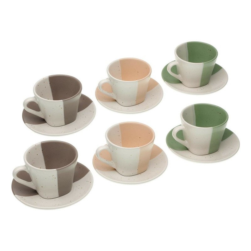 Set of Mugs with Saucers Versa Clara Ceramic (9 x 6,5 x 9 cm) (6 Piece